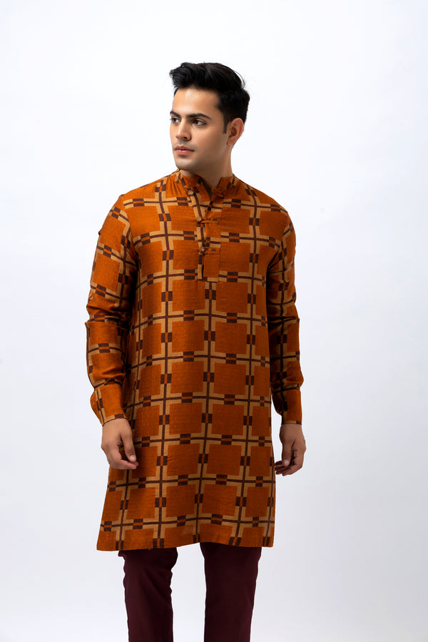 Chocolate Checks Kurta Set