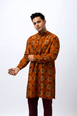 Chocolate Checks Kurta Set