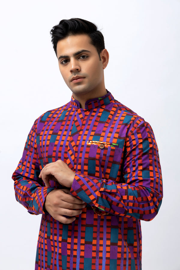 Jamun Checks Kurta Set