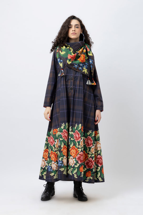 Pixel Maxi Tartan Dress