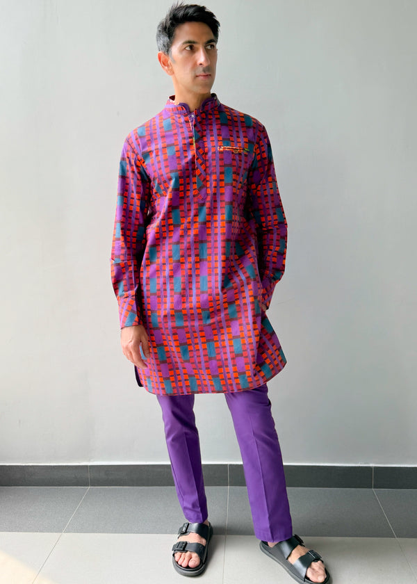 Jamun Checks Kurta Set