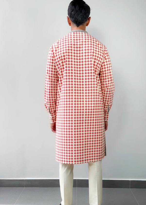 Red Bird Kurta Set
