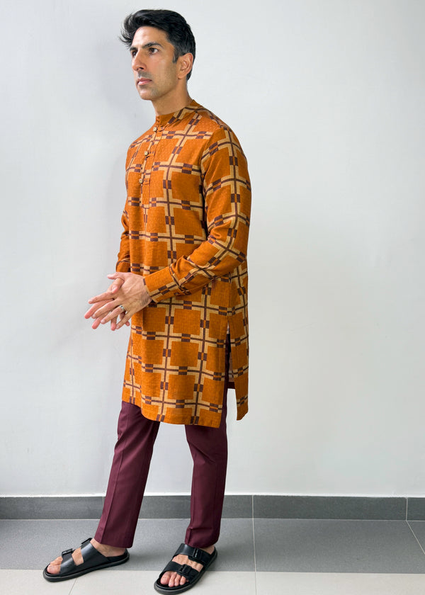 Chocolate Checks Kurta Set