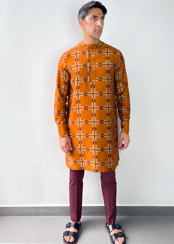 Chocolate Checks Kurta Set