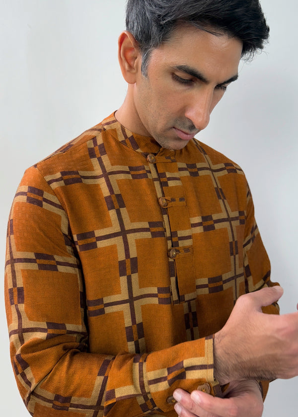 Chocolate Checks Kurta Set